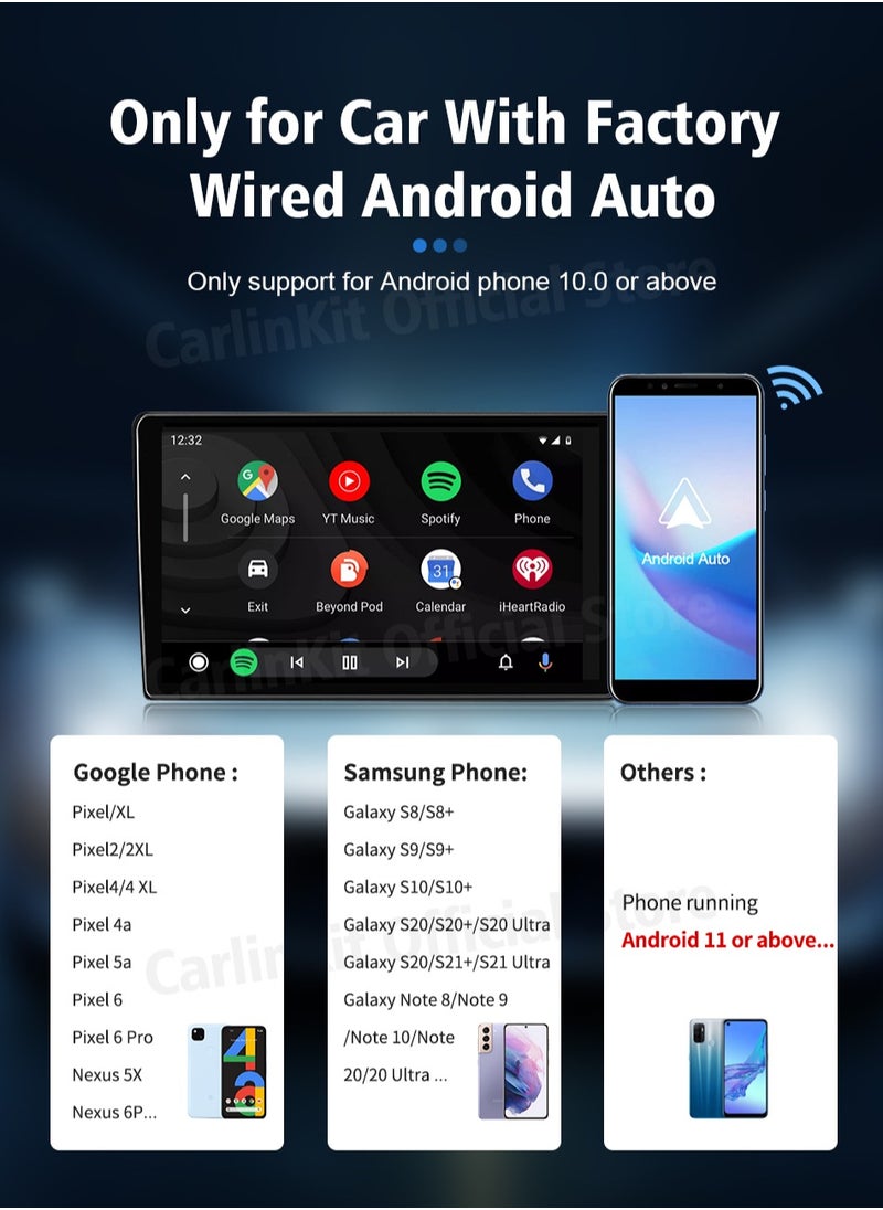 Carlinkit - CarlinKit A2A Wireless Android Auto Dongle Wireless adapter Google assistant Map For 98% Car With Wireless Android Auto 5.8Ghz WiFi Quick Automatic connection FOTA Upgrade - Image 1
