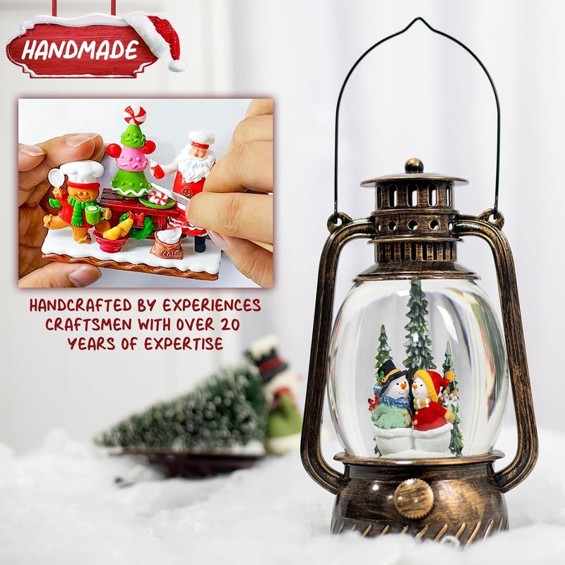 PEATOP Snow Globe Christmas Decorations Snowman, Musical Glitter Christmas Snow Globes Light Up Lantern 6H Timer USB Lined/Battery, Christmas Village Snowman Snow Globe Decor Gifts - Image 4