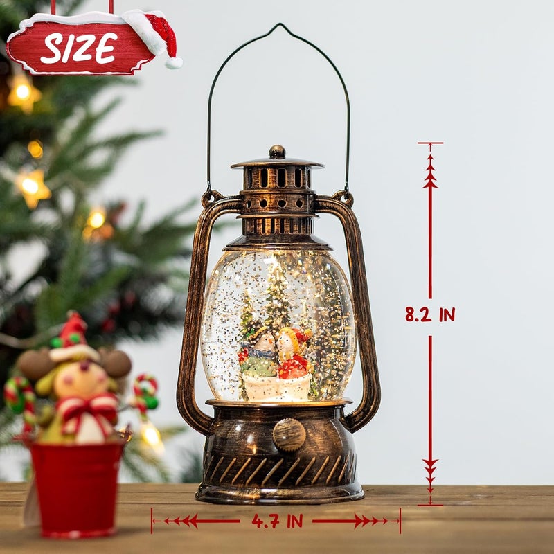 PEATOP Snow Globe Christmas Decorations Snowman, Musical Glitter Christmas Snow Globes Light Up Lantern 6H Timer USB Lined/Battery, Christmas Village Snowman Snow Globe Decor Gifts - Image 5