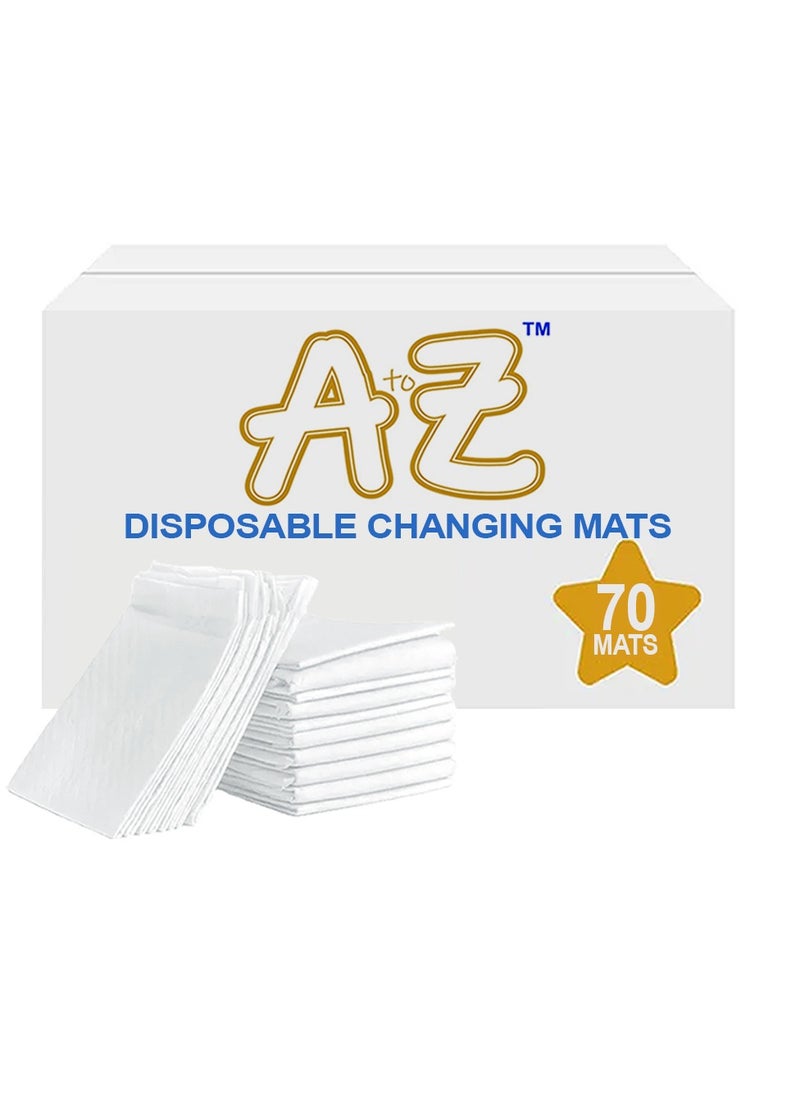 A TO Z A to Z - Disposable Changing Mat size (45cm x 60cm) Large- Premium Quality for Baby Soft Ultra Absorbent Waterproof - Large Pack of 70 - White  - Image 1