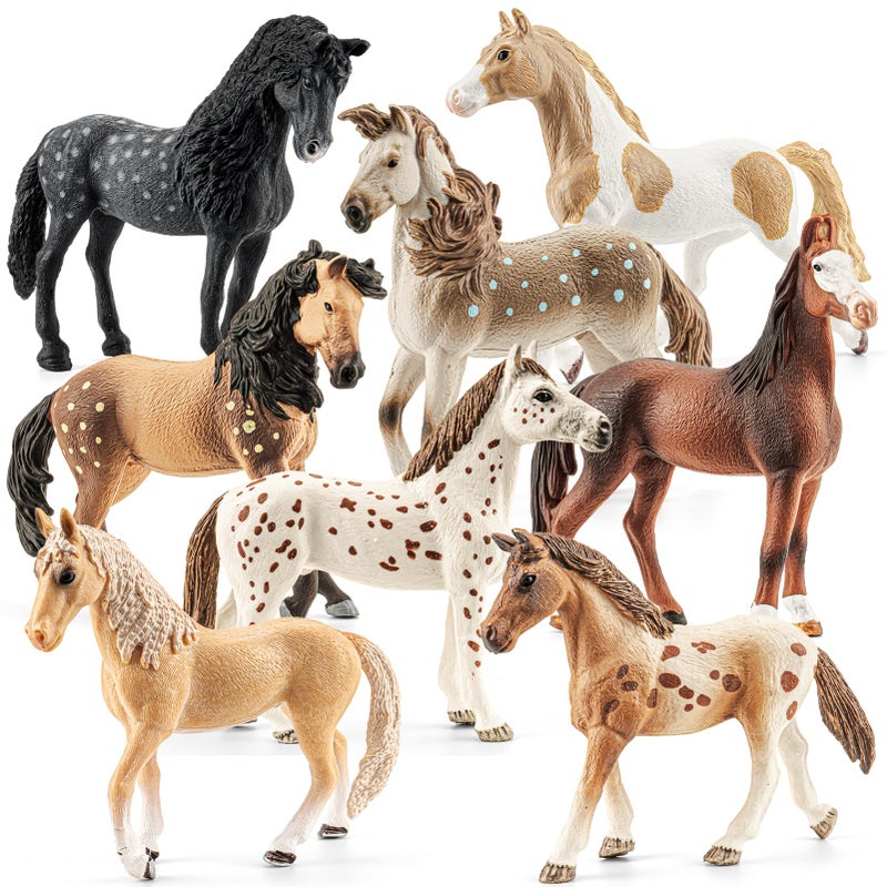 THINKBAY 8PCS 6 Large Horse Figurines Animal Toys for Kids Realistic Plastic Farm Animal Figurines Toys for Toddlers Horse Party Favors Birthday Gift Cake Toppers for Boys Girls - Image 3