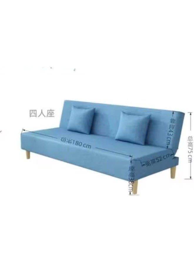 Modern Armless Sofa Bed in Blue - Image 2