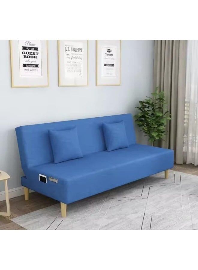 Modern Armless Sofa Bed in Blue - Image 1