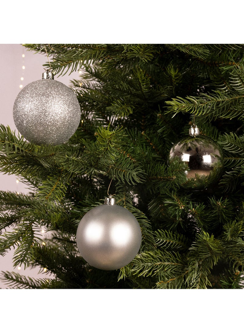 Homesmiths Kaemingk Christmas   Bauble Shatterproof Silver 8Cm Set Of 34 - Image 3