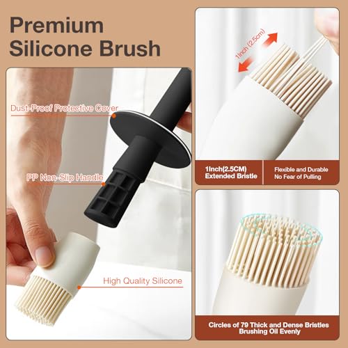 ‎YARRAMATE YARRAMATE 300ml 10oz Oil Dispenser with Brush Glass Oil Bottle for Kitchen with Silicone Heat Resistant Basting Brush Cooking Brush for Vinegar Sauce BBQ Grill Frying Black - Image 3