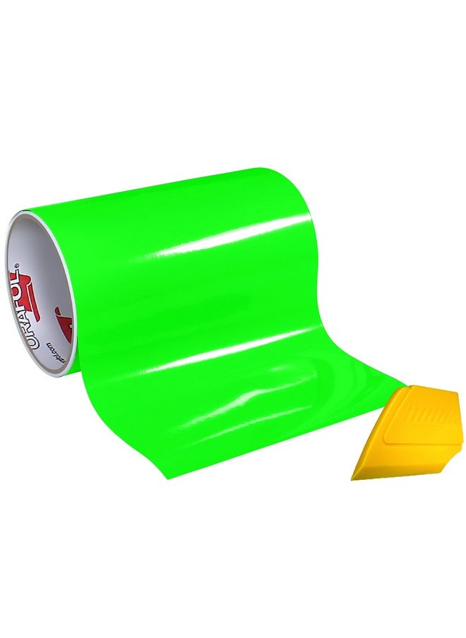 ORACAL 6510 Fluorescent Green Cast Vinyl Wrap 12 X 24 Roll For Cricut Silhouette & Cameo Including Hard Yellow Detailer Squeegee (1 Roll Pack) 