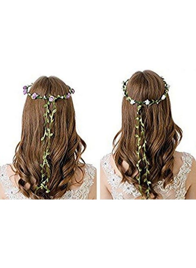 Kaptin 20 Pack Multicolor Flower Crown Headband Women Girl Fashion Floral Crown Garland Headbands For Festival Celebration Wedding Party Without Anchor Strap(20Pcs)  - Image 3