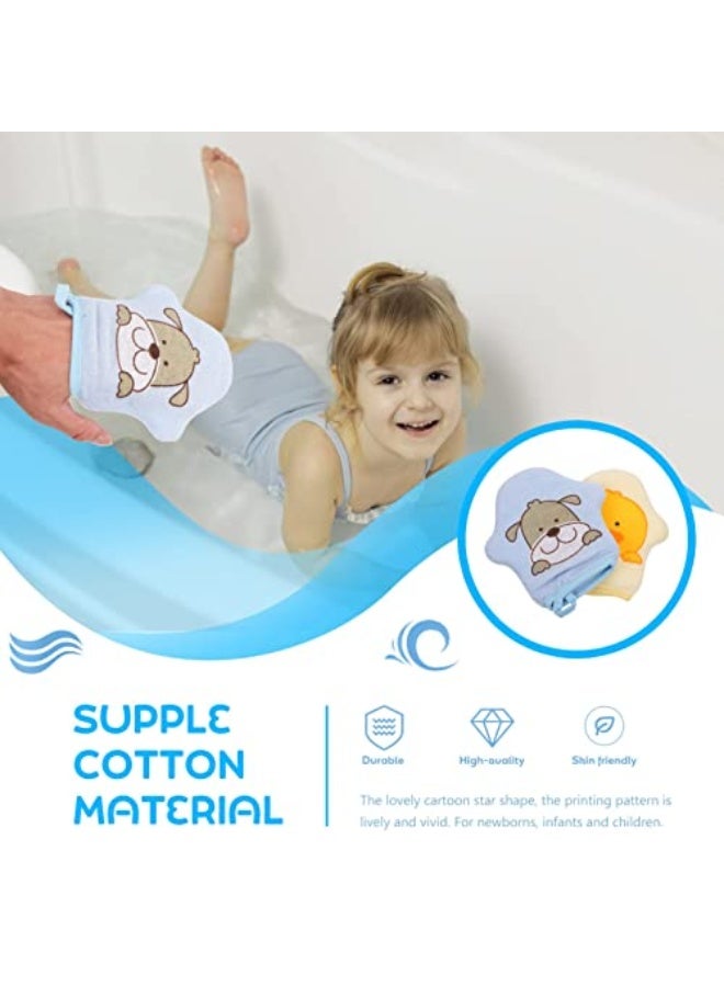 Generic 2Pcs Baby Bath Mitt Washcloths Gloves, Cotton Cartoon Puppet Kids Bath Sponge, Washcloths Body Scrub Towels Face Cleaning Brush Tools for Toddler - Image 5