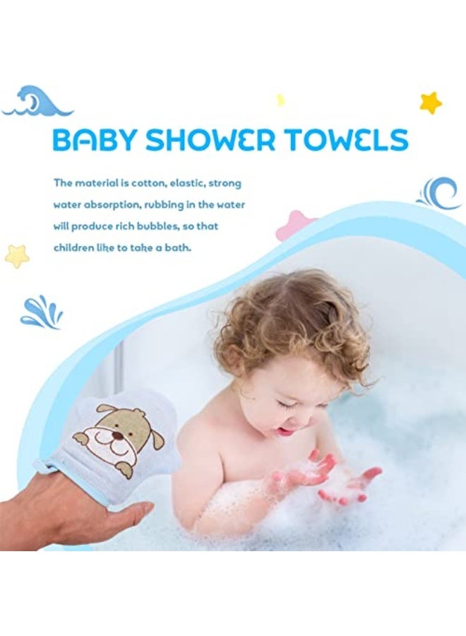 Generic 2Pcs Baby Bath Mitt Washcloths Gloves, Cotton Cartoon Puppet Kids Bath Sponge, Washcloths Body Scrub Towels Face Cleaning Brush Tools for Toddler - Image 3