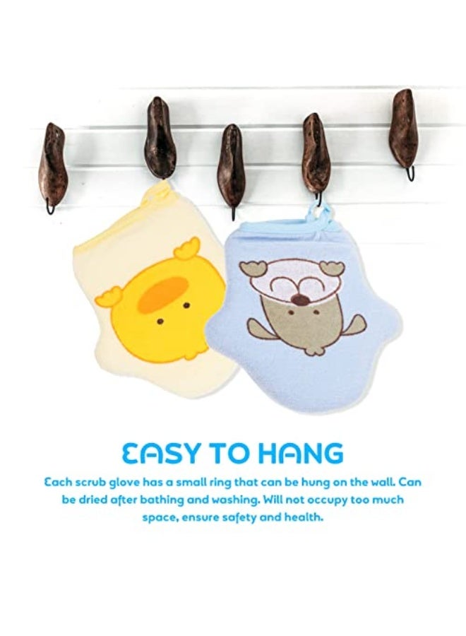 Generic 2Pcs Baby Bath Mitt Washcloths Gloves, Cotton Cartoon Puppet Kids Bath Sponge, Washcloths Body Scrub Towels Face Cleaning Brush Tools for Toddler - Image 4