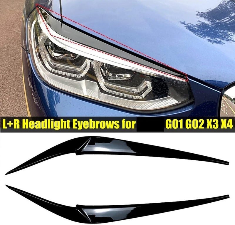 DEMULAX Gloss Black Headlight Eyebrows for BMW X4 X3 - Image 2