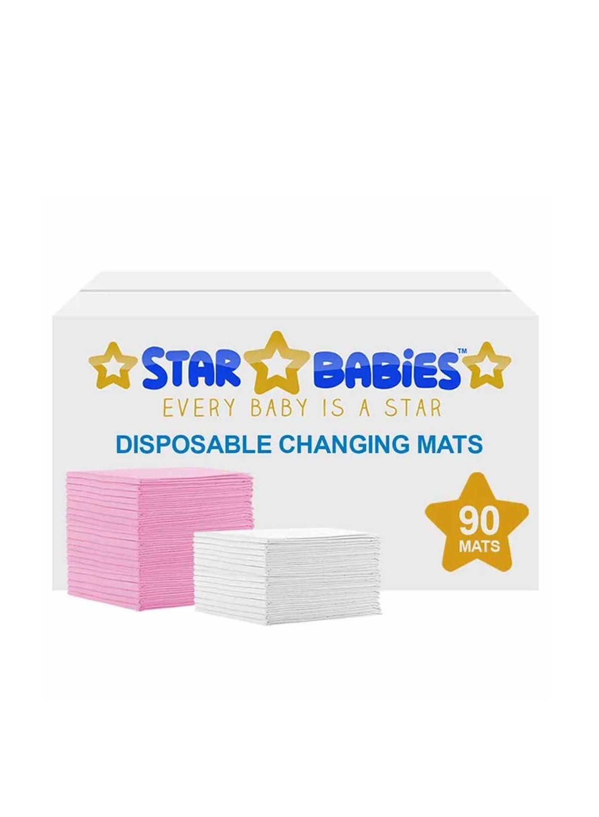 Star Babies Disposable Changing mats Pack of 90 (Blue 60pcs, Yellow 30pcs)