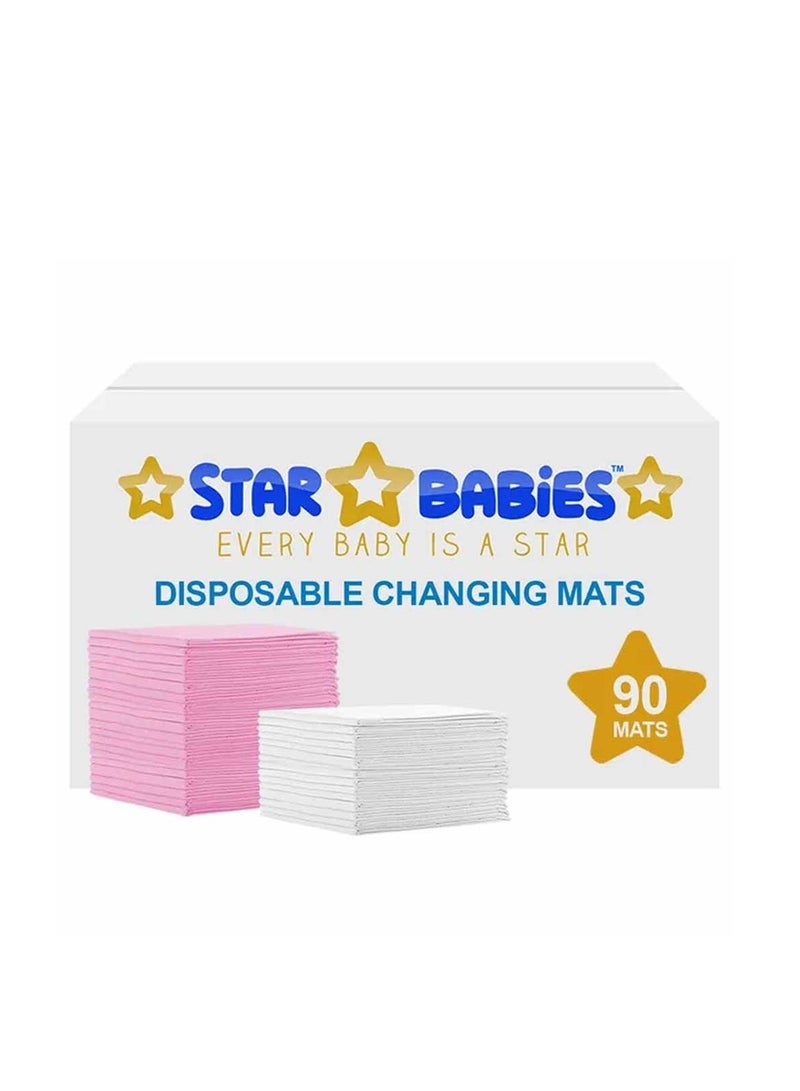 Star Babies Disposable Changing mats Pack of 90 (Blue 60pcs, Yellow 30pcs) - Image 1