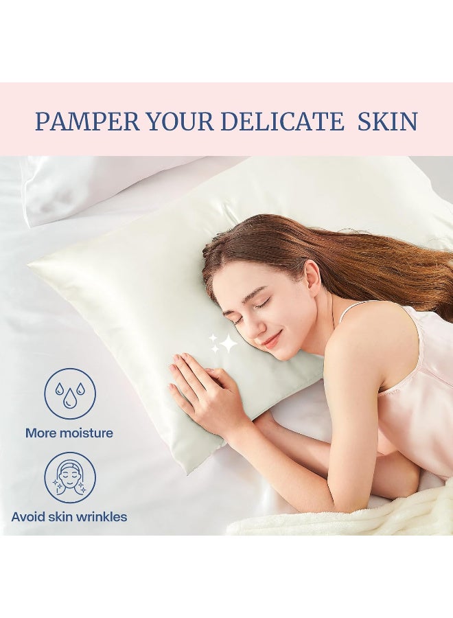 Generic Votre Beaute Pure silk pillowcase Soft and Breathable Includes (Silk Headbands, Silk Eye Mask, Hair Scrunchies) (OFF WHITE)  - Image 5