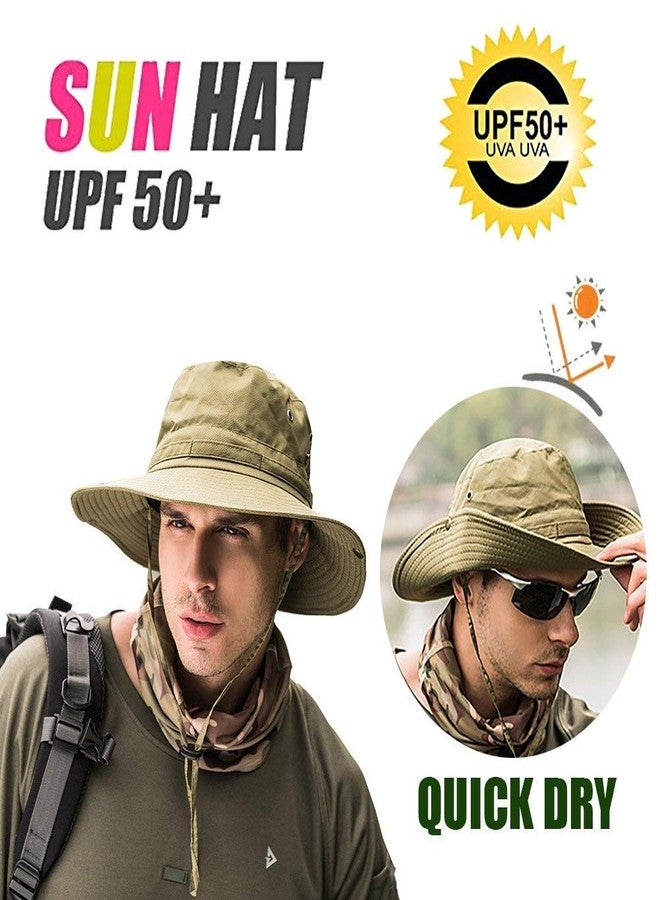 Gustave Men's and Women's UPF 50+ UV Protection Wide Brim Waterproof Safari Sun Bonnie Hat (Khaki, Free Size) - Image 3