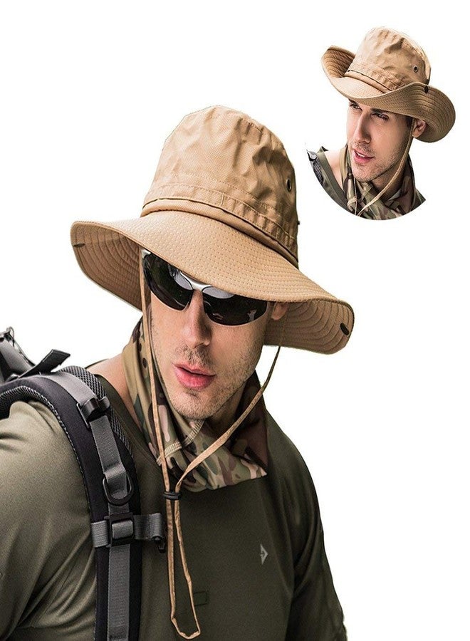Gustave Men's and Women's UPF 50+ UV Protection Wide Brim Waterproof Safari Sun Bonnie Hat (Khaki, Free Size) - Image 1