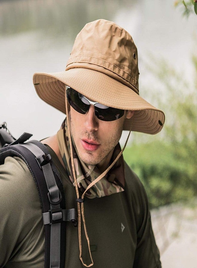 Gustave Men's and Women's UPF 50+ UV Protection Wide Brim Waterproof Safari Sun Bonnie Hat (Khaki, Free Size) - Image 5