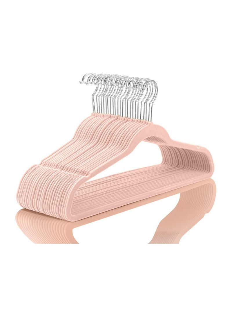 RollsTimi  Velvet Non-Slip Suit Clothes Hangers,360° Rotating Hook Pink - Image 1