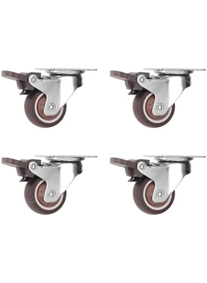 4PCS Heavy Duty Universal 1 5inch Red Caster Wheels 360 Swivel Mute Rubber Rollers - Image 2