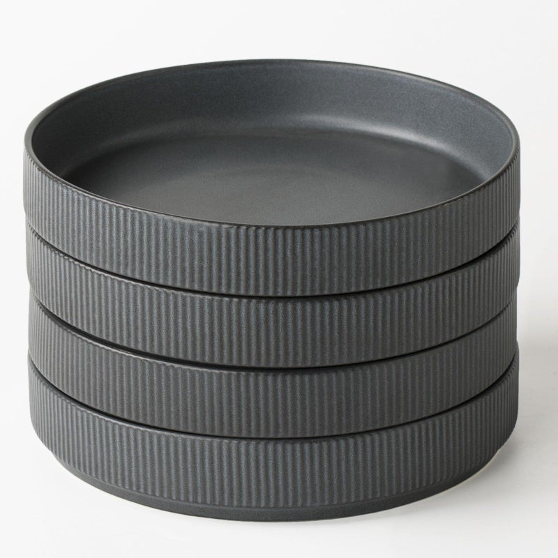 famiware Star 7.5" Pasta Bowls Set, Salad Bowl Set of 4, Double Reactive Glaze, Stackable, Ideal for Your Friend for Housewarming, Festivals, Matte Dark Charcoal (Full Glaze) - Image 1