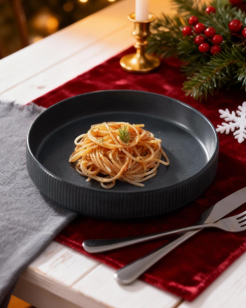 famiware Star 7.5" Pasta Bowls Set, Salad Bowl Set of 4, Double Reactive Glaze, Stackable, Ideal for Your Friend for Housewarming, Festivals, Matte Dark Charcoal (Full Glaze) - Image 3