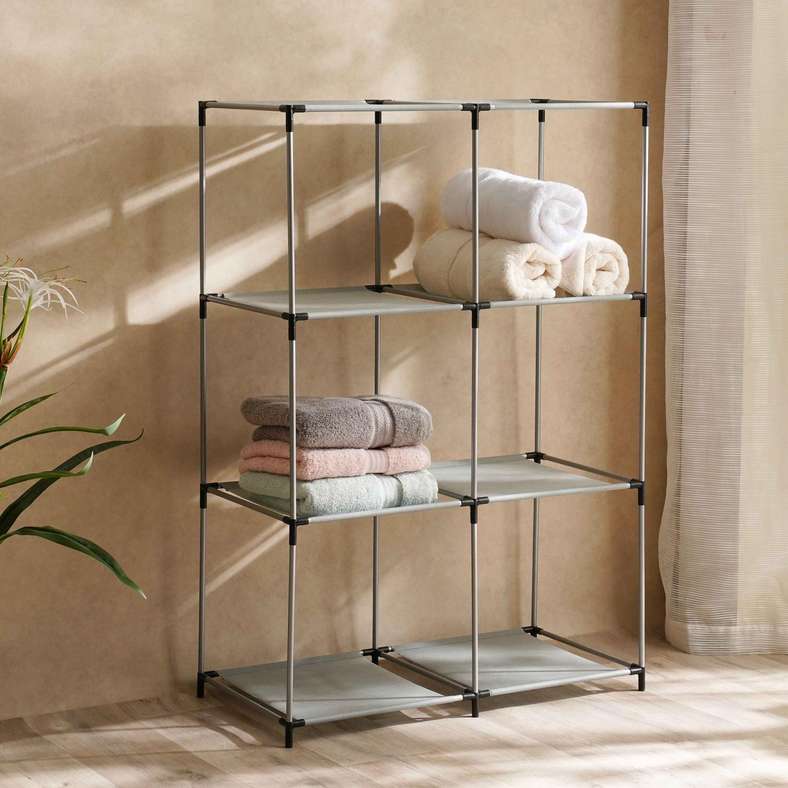 Pan Home رف تخزين رمادي بـ 6 مقصورات للمنزل