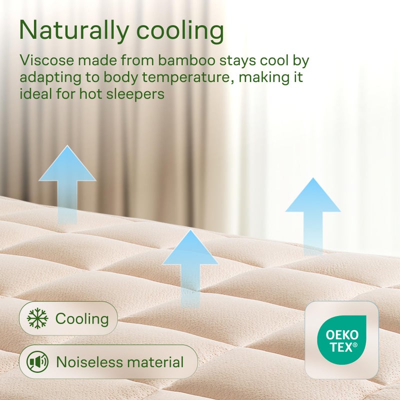 Niagara Sleep Solution Ultra Soft Queen Size Mattress Topper - Viscose Made from Bamboo Pillow Top Mattress Pad for Back Pain Relief - Naturally Cooling for Hot Sleepers, Beige - Image 3
