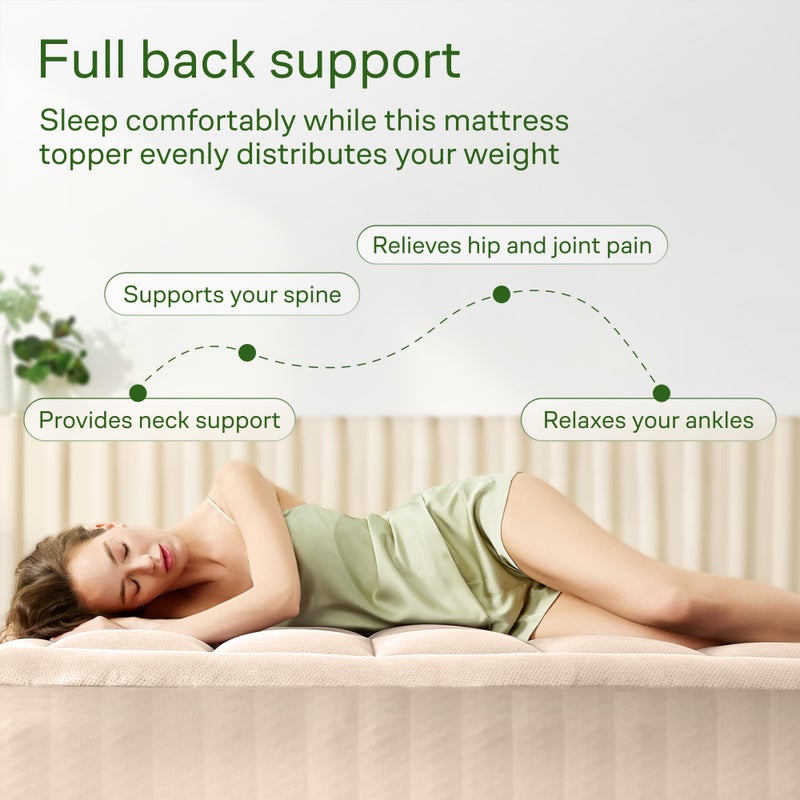 Niagara Sleep Solution Ultra Soft Queen Size Mattress Topper - Viscose Made from Bamboo Pillow Top Mattress Pad for Back Pain Relief - Naturally Cooling for Hot Sleepers, Beige - Image 4