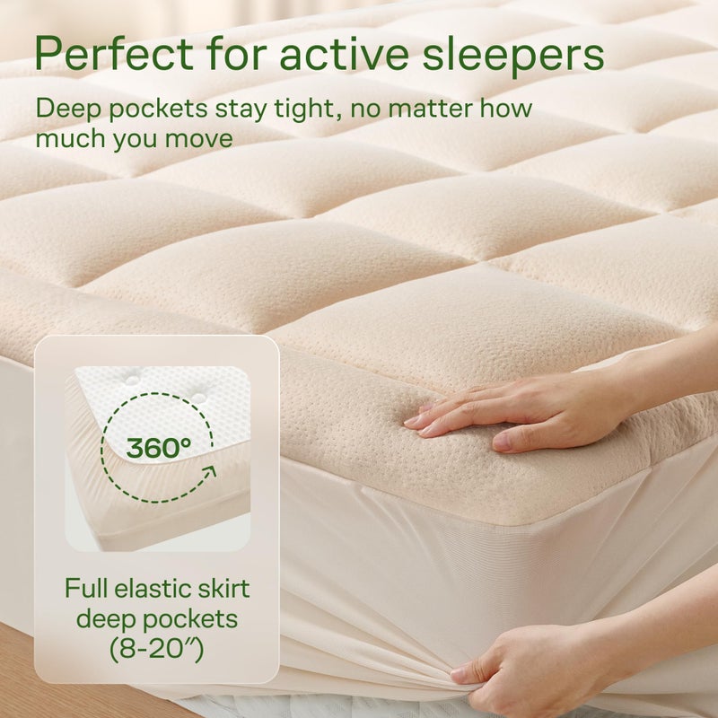 Niagara Sleep Solution Ultra Soft Queen Size Mattress Topper - Viscose Made from Bamboo Pillow Top Mattress Pad for Back Pain Relief - Naturally Cooling for Hot Sleepers, Beige - Image 5