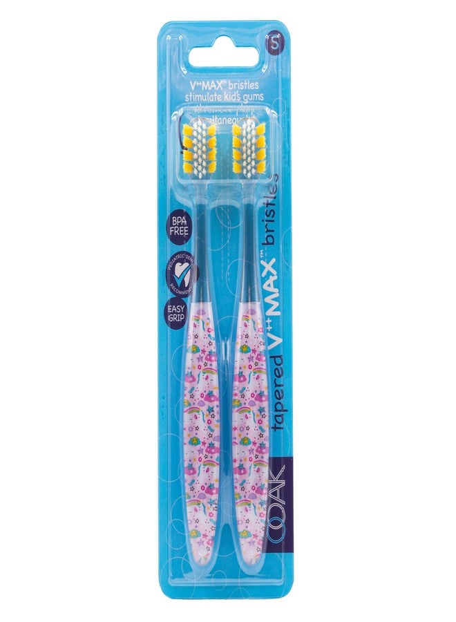 Ooak Kids Toothbrush, Tapered V++max Bristles, 2 Pack Unicorns - Image 1