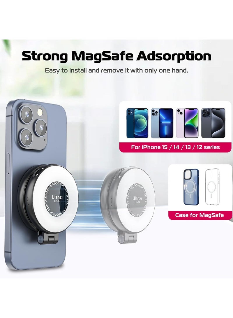 ULANZI Magnetic Selfie Light, LED Fill Light Compatible with Magsafe, LED Selfie Ring Light Included Sticky Ring for Phones, for Selfies/Photography/TikTok/Zoom Calls/Video Conference Color Black - Image 2