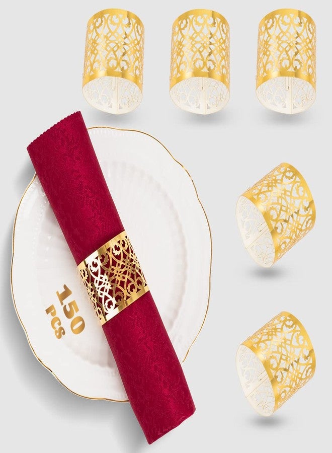 NPKRRSK 150PCS Premium Napkin Rings Laser Cut Foil Paper Napkin Holder for Wedding Party Dinner Table Decor,Special Events and Catering Services (Gold) - Image 1