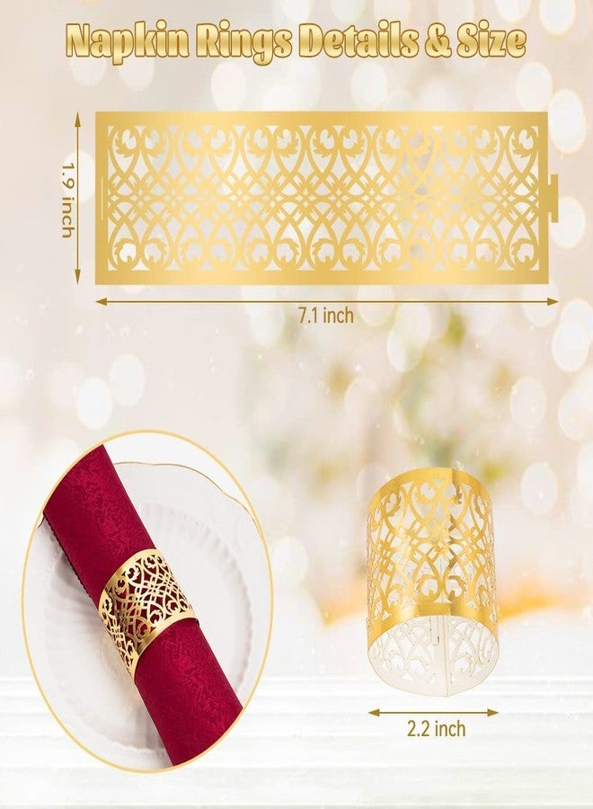 NPKRRSK 150PCS Premium Napkin Rings Laser Cut Foil Paper Napkin Holder for Wedding Party Dinner Table Decor,Special Events and Catering Services (Gold) - Image 5