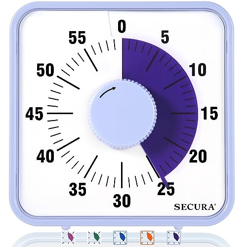 Secura 7.5 Inch Visual Timer, 60 Minute Oversize Visual Countdown Timer for Kids and Adults, Durable Mechanical Time Management Tool (Violet) - Image 1