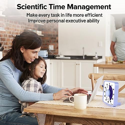 Secura 7.5 Inch Visual Timer, 60 Minute Oversize Visual Countdown Timer for Kids and Adults, Durable Mechanical Time Management Tool (Violet) - Image 5