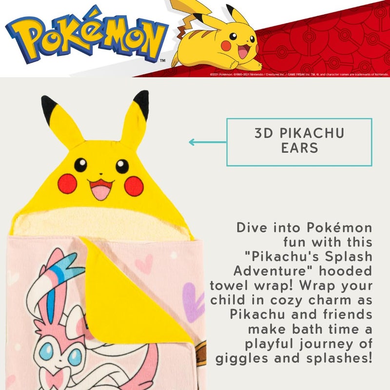 Franco Pokemon Girl Anime Kids Super Soft Bath/Pool/Beach Soft Cotton Terry Hooded Towel Wrap, 24 in x 50 in, (Officially Licensed Product) By Franco - Image 4