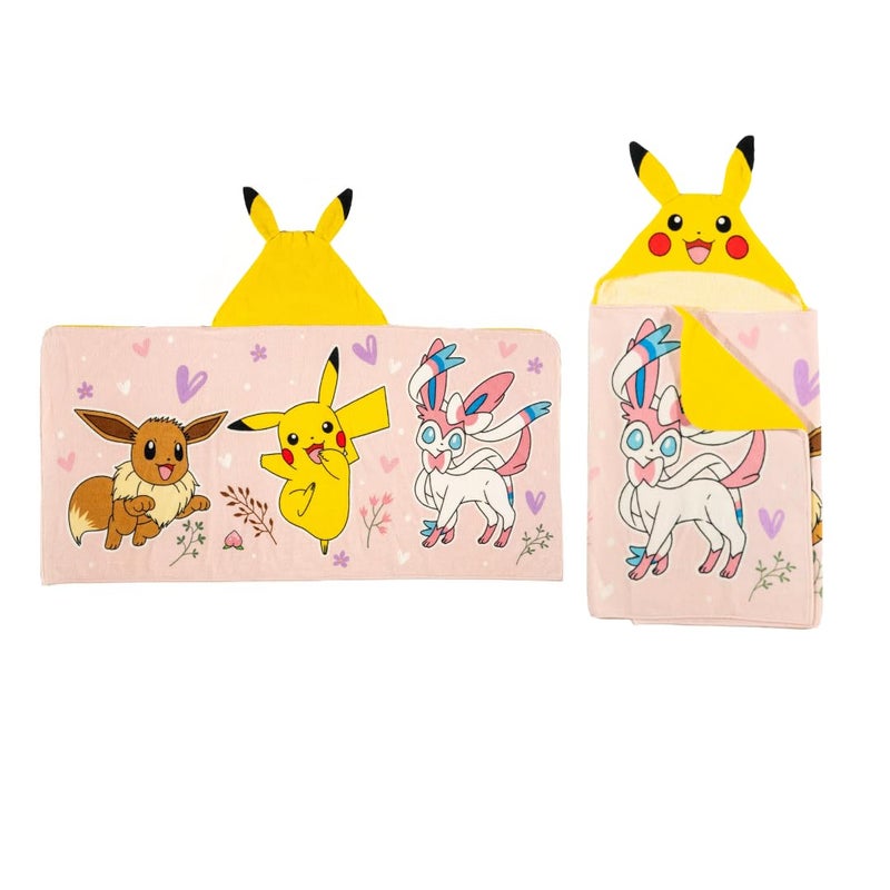 Franco Pokemon Girl Anime Kids Super Soft Bath/Pool/Beach Soft Cotton Terry Hooded Towel Wrap, 24 in x 50 in, (Officially Licensed Product) By Franco - Image 1