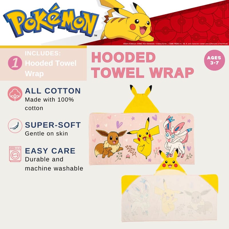 Franco Pokemon Girl Anime Kids Super Soft Bath/Pool/Beach Soft Cotton Terry Hooded Towel Wrap, 24 in x 50 in, (Officially Licensed Product) By Franco - Image 2