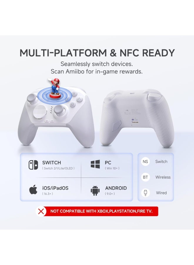 MOBAPAD Classic Gamepad MOBAPAD CHITU 2 Pro HD Wireless Gaming Controller for Nintendo Switch 2/1 Lite/OLED, PC / Android / iOS with TMR Glide Joysticks 0 Drift, HD Rumble, NFC, Mechanical Buttons, Turbo, 6 Axis Gyro, 1000mAh Battery, Dual Programmable Macro Buttons, Ergonomic Grip, Swappable D-Pads - Image 4