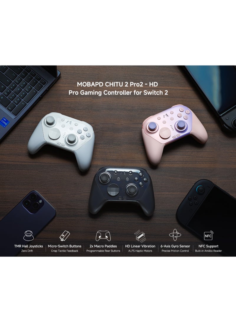 MOBAPAD Classic Gamepad MOBAPAD CHITU 2 Pro HD Wireless Gaming Controller for Nintendo Switch 2/1 Lite/OLED, PC / Android / iOS with TMR Glide Joysticks 0 Drift, HD Rumble, NFC, Mechanical Buttons, Turbo, 6 Axis Gyro, 1000mAh Battery, Dual Programmable Macro Buttons, Ergonomic Grip, Swappable D-Pads - Image 5