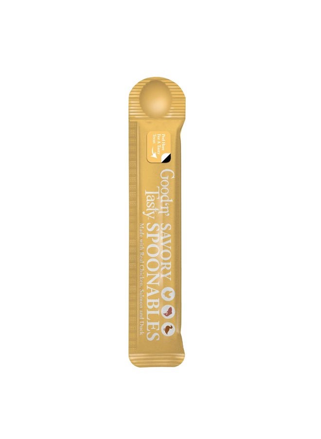 Good'n'Fun - Good ‘n’ Tasty Savory Spoonables with Real Chicken, Salmon & Duck, 6 Count Tube, Triple Flavor Squeezable Lickable Wet Treats for Cats with Built-in Spoon for Less Mess - Image 1
