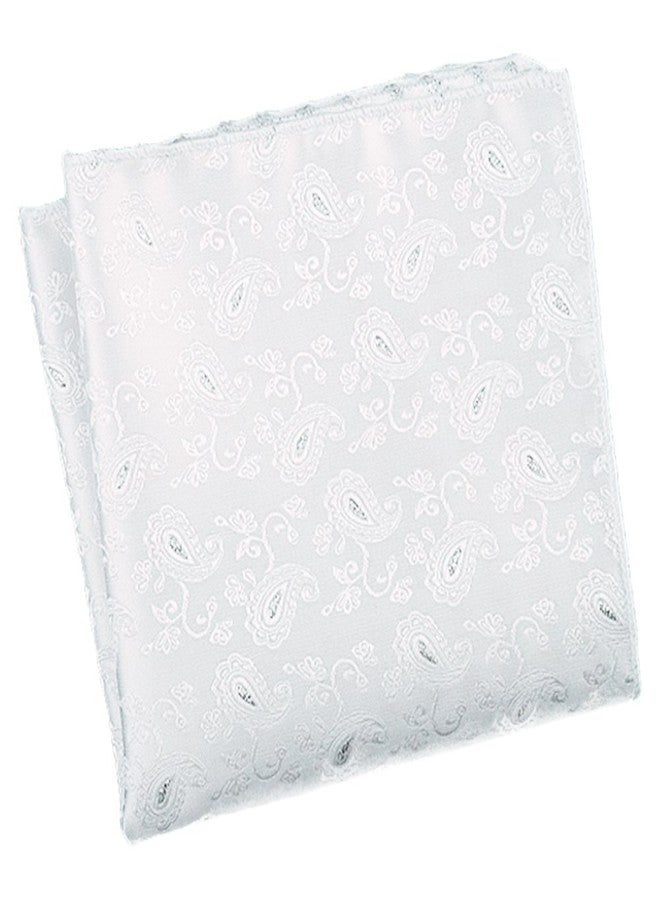 Flairs New York Gentleman's Essentials Weekend Casual White Pocket Square (White/Silver Paisley) - Image 1