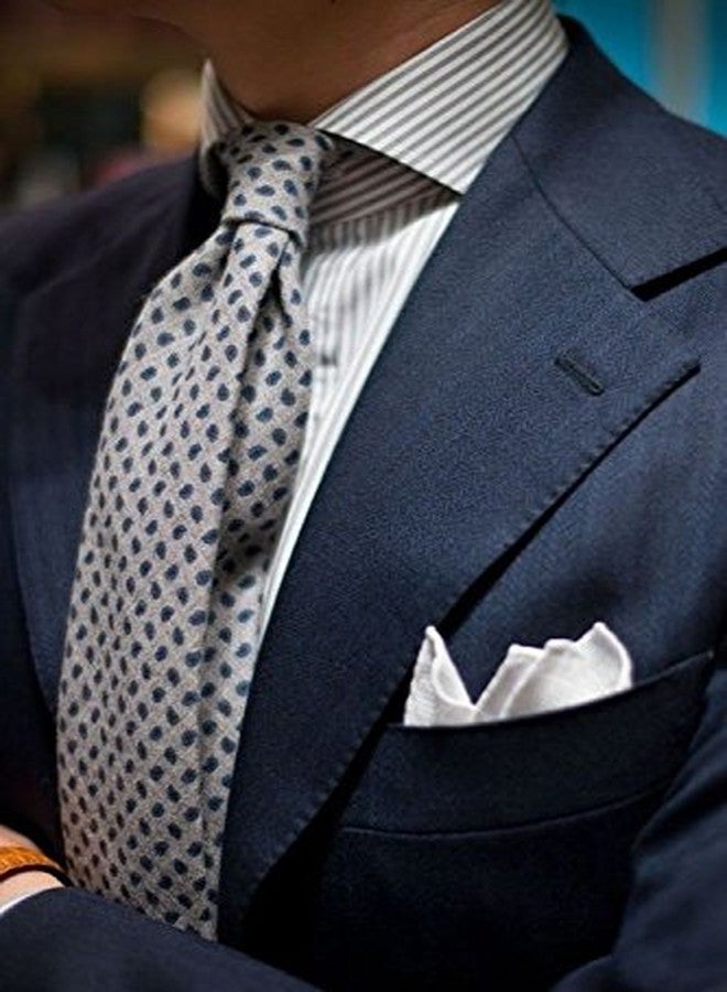 Flairs New York Gentleman's Essentials Weekend Casual White Pocket Square (White/Silver Paisley) - Image 4