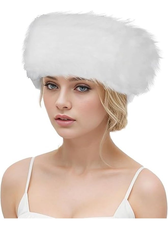 Faux Fur Headband for Women with Elastic Fuzzy Fur Hat Winter Earwarmer Earmuff Furry Headwrap for Cold Weather Ski - Image 1