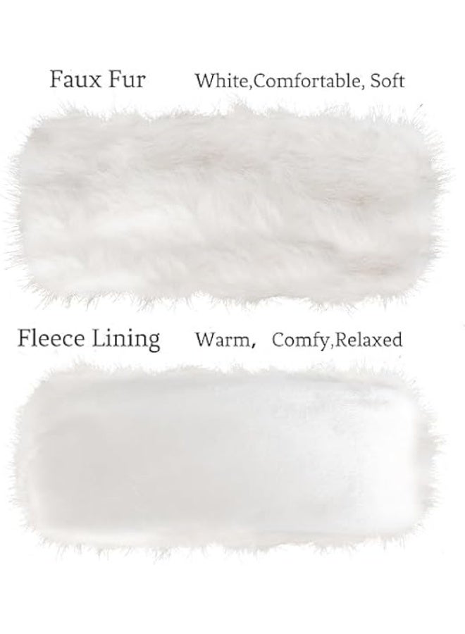 Faux Fur Headband for Women with Elastic Fuzzy Fur Hat Winter Earwarmer Earmuff Furry Headwrap for Cold Weather Ski - Image 3