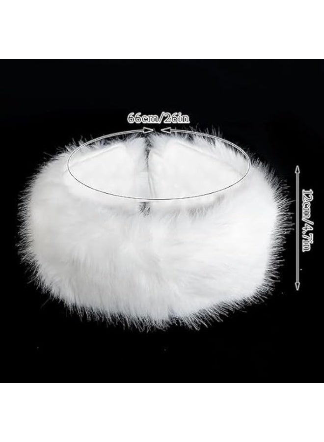 Faux Fur Headband for Women with Elastic Fuzzy Fur Hat Winter Earwarmer Earmuff Furry Headwrap for Cold Weather Ski - Image 2