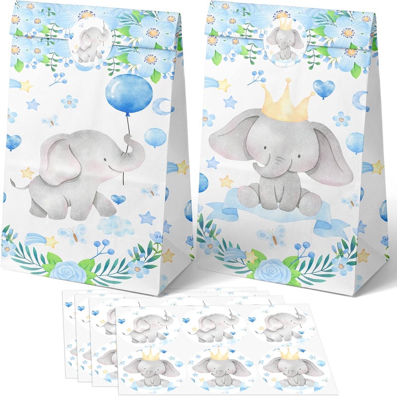 HaPiBiDesign 24 PCS Elephant Party Favor Bags with Stickers - Elephant Party Candy Bags – Elephant Goodie Gift Treat Bags Elephant Themed Birthday Party Supplies - Image 1
