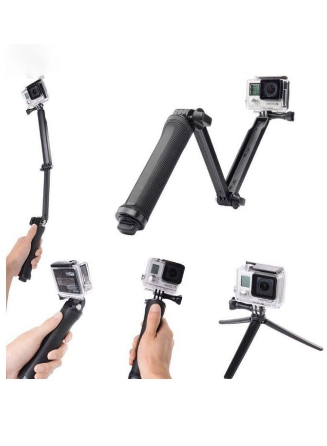 Arabest 3 Way Tripod for GoPro Hero 12/11/10/9/8/7/6/5/4/3/2/1 Session and other Action Cameras, Detachable Extendable Selfie Stick Pole with Hand Grip Stand  - Image 1