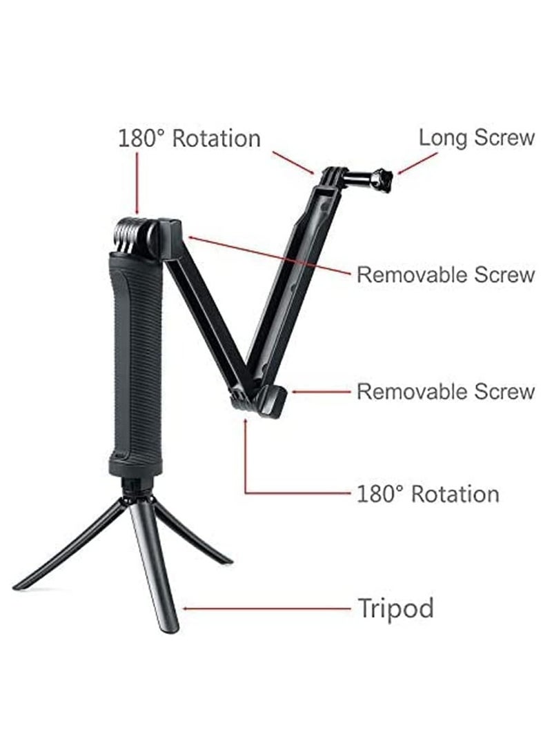 Arabest 3 Way Tripod for GoPro Hero 12/11/10/9/8/7/6/5/4/3/2/1 Session and other Action Cameras, Detachable Extendable Selfie Stick Pole with Hand Grip Stand  - Image 3