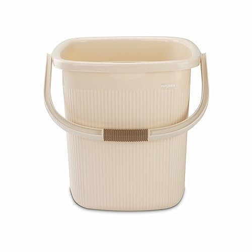 Nayasa Rimmy Plastic Bathroom Set of 2 (25 Litre Bucket + 1.5 Litre Mug) Medium, Beige - Image 2